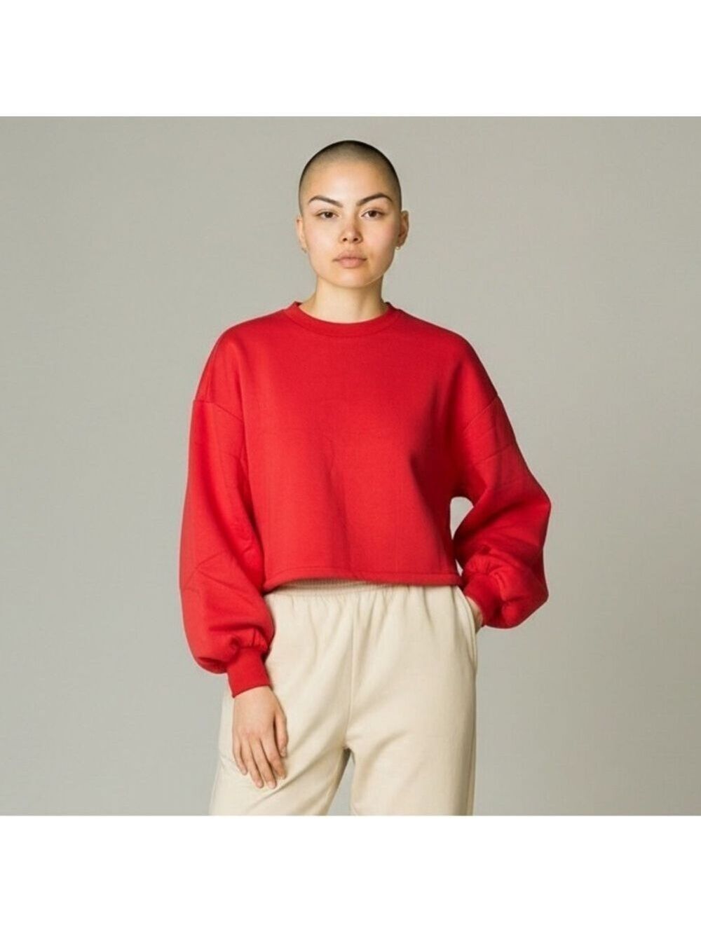 Cali BE Red Cropped Cinch Sweatshirt Size M